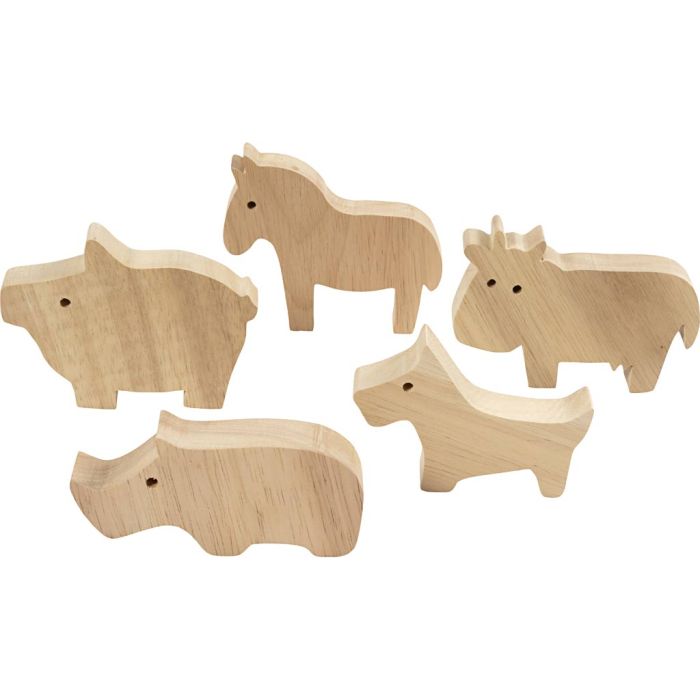 Holztiere, Bauernhof, H 4,5-8,7 cm, Dicke 2 cm, 10 Stk/ 1 Pck