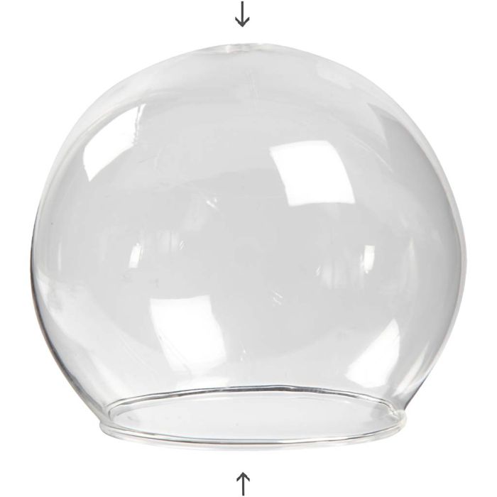 Glaskugel ohne Boden, H 6,5 cm, D 8 cm, Lochgröße 5 cm, Transparent, 4 Stk/ 1 Pck