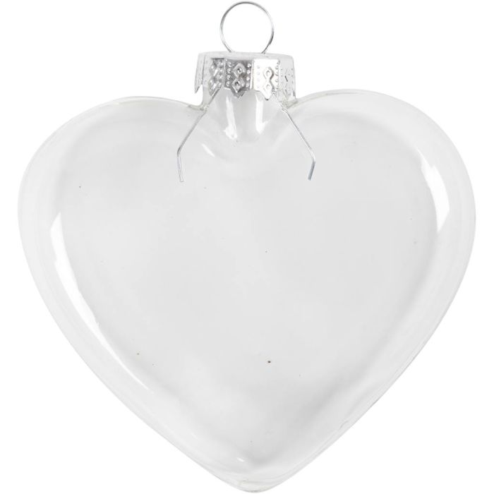 Glasherz, H 7,8 cm, B 9 cm, 6 Stk/ 1 Pck