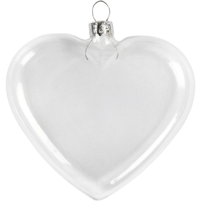 Glasherz, H 9 cm, B 7.8 cm, Dicke 2,1 cm, 6 Stk/ 1 Pck