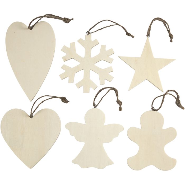 Weihnachtsanhänger, Größe 9-11 cm, Dicke 4 mm, 6 Stk/ 1 Pck