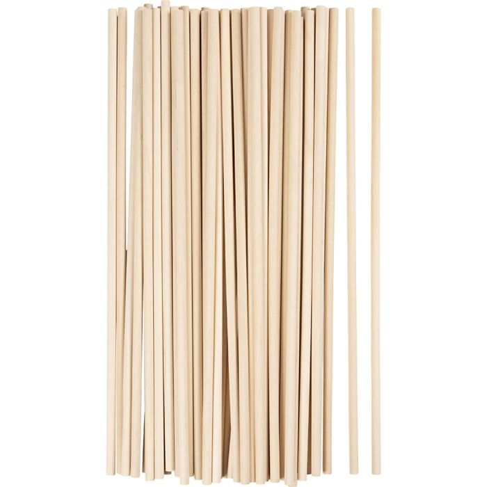 Holzstäbe rund, L 30 cm, D 6 mm, 50 Stk/ 1 Pck