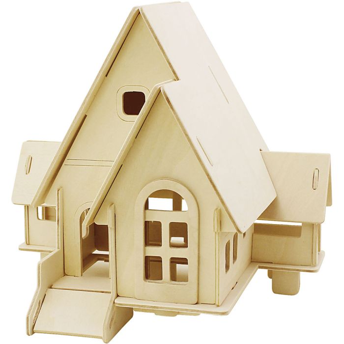 3D-Figuren zum Zusammensetzen, Haus mit Garage und Auffahrt, Größe 22,5x17,5x20,5, 1 Stk