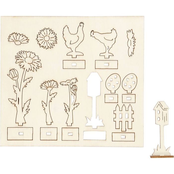 Zusammensteckbare Holzfiguren, L 15,5 cm, B 17 cm, Dicke 3 mm, 1 Pck