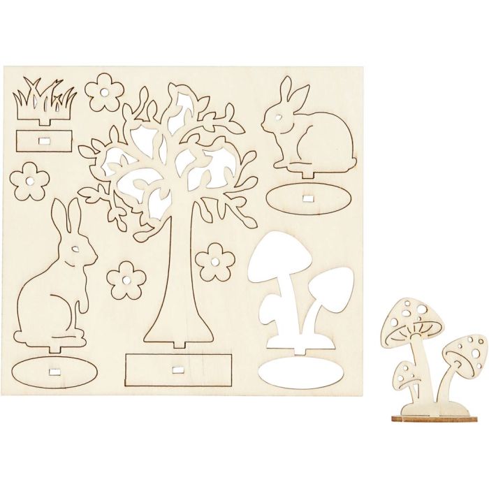Zusammensteckbare Holzfiguren, L 15,5 cm, B 17 cm, Dicke 3 mm, 1 Pck