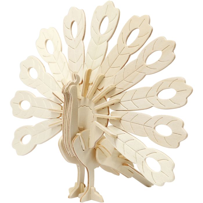 3D-Figur zum Zusammensetzen, Pfau, Größe 10x20,5x17,5 cm, 1 Stk