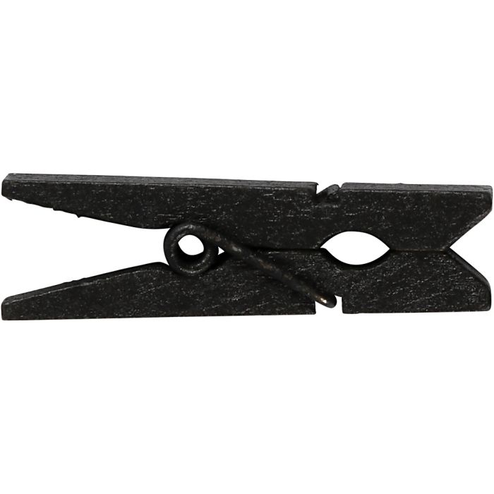 Kleine Wäscheklammern, Größe 35x7 mm, Dicke 9 mm, Schwarz, 20 Stk/ 1 Pck