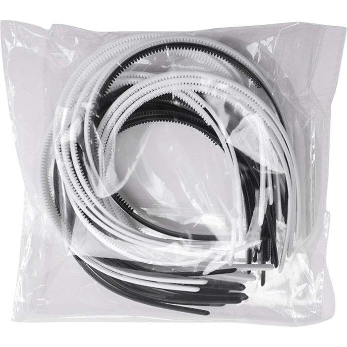Haarreifen, B 8 mm, Schwarz, Weiß, 20 Stk/ 1 Pck
