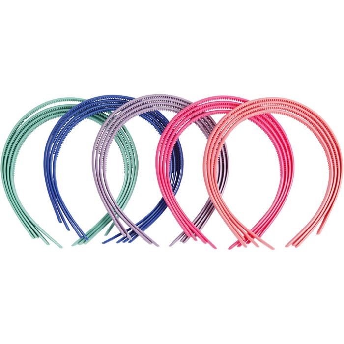 Haarreifen, B 8 mm, Sortierte Farben, 20 Stk/ 1 Pck