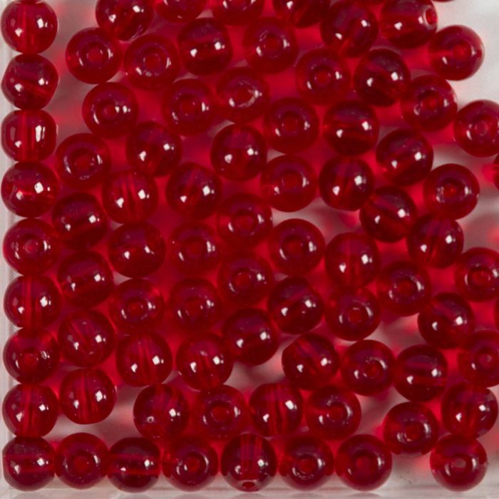 Glasperlen, D 4 mm, Lochgröße 1 mm, Rot, 90 Stck., 20 g/ 1 Pck