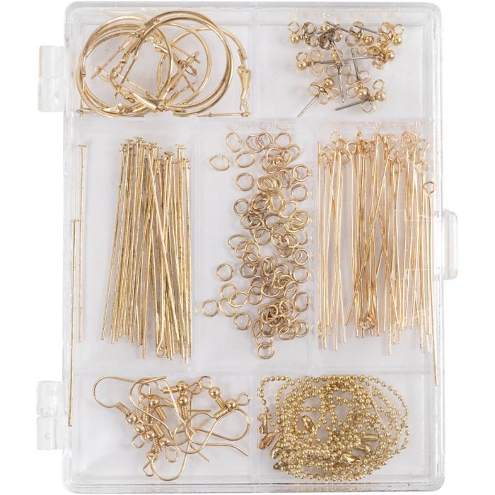 Starter Kreativ Set Schmuck, ca. 175 Stk, Vergoldet, 1 Set