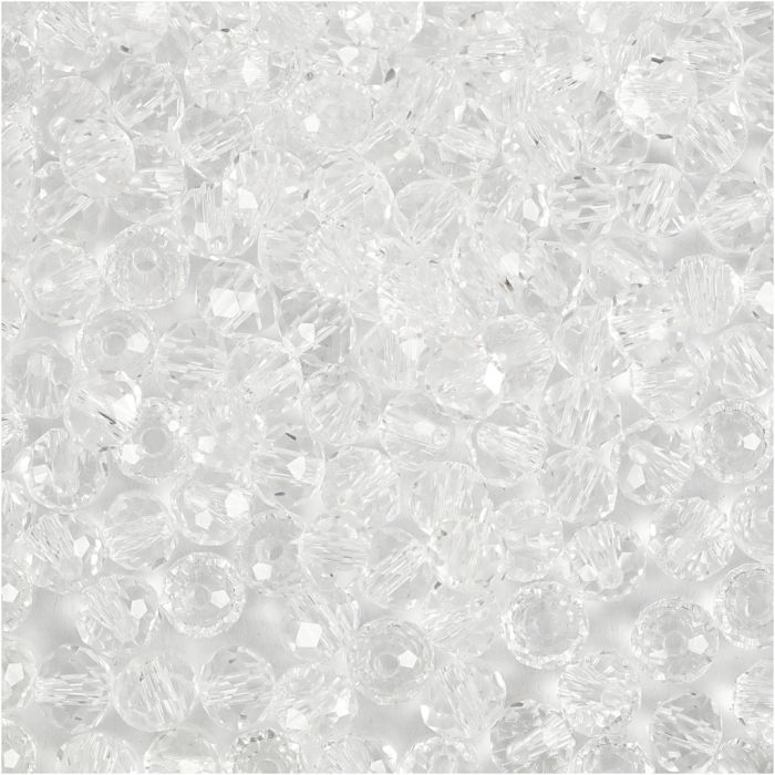Glasschliffperlen, Größe 3x4 mm, Lochgröße 0,8 mm, Kristall, 100 Stk/ 1 Pck