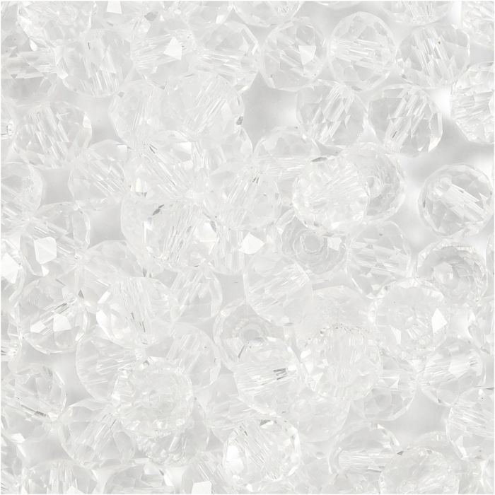 Glasschliffperlen, Größe 5x6 mm, Lochgröße 1 mm, Kristall, 100 Stk/ 1 Pck
