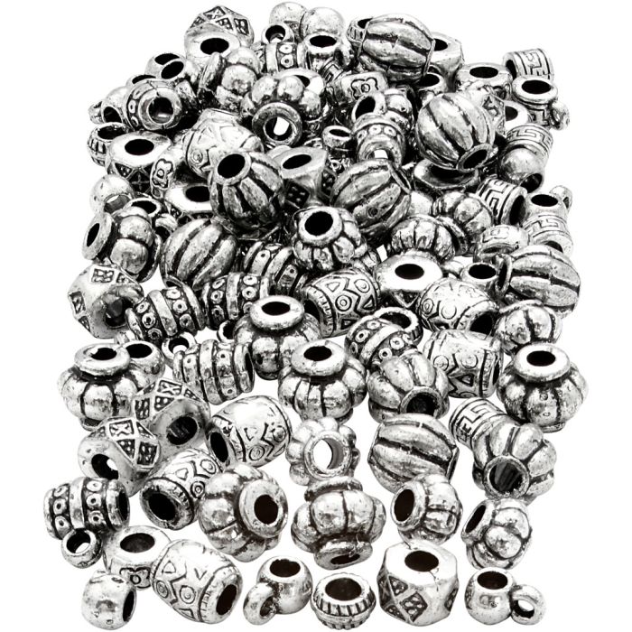 Kunststoffperlen, Mix, Größe 7-11 mm, Lochgröße 3 mm, ca. 400 Stk, 200 g/ 1 Pck