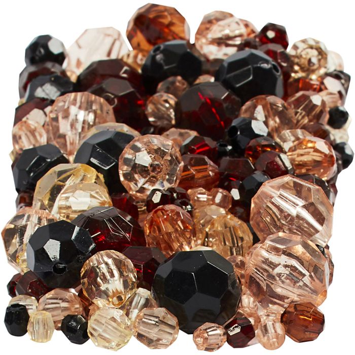Facettenperlen, Größe 4-12 mm, Lochgröße 1-2,5 mm, ca. 860 Stk, Golden, 250 g/ 1 Pck