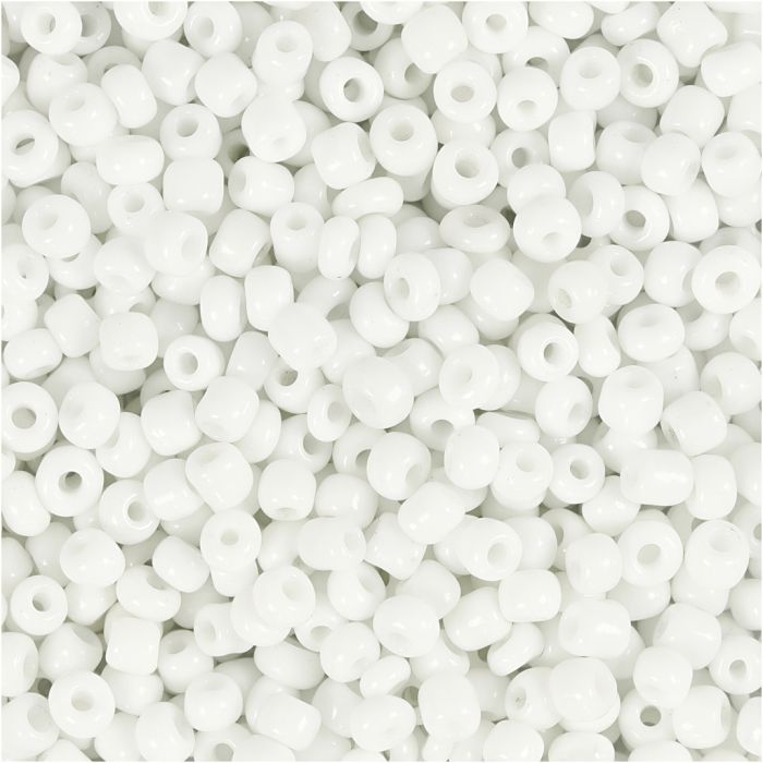 Rocaille-Perlen, D 3 mm, Größe 8/0, Lochgröße 0,6-1,0 mm, Weiß, 25 g/ 1 Pck