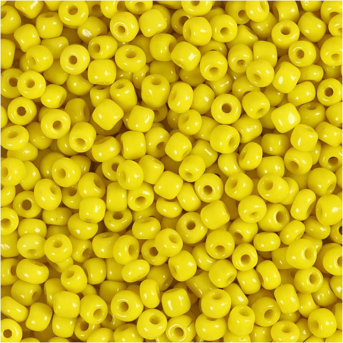 Rocaille-Perlen, D 3 mm, Größe 8/0, Lochgröße 0,6-1,0 mm, Gelb, 25 g/ 1 Pck