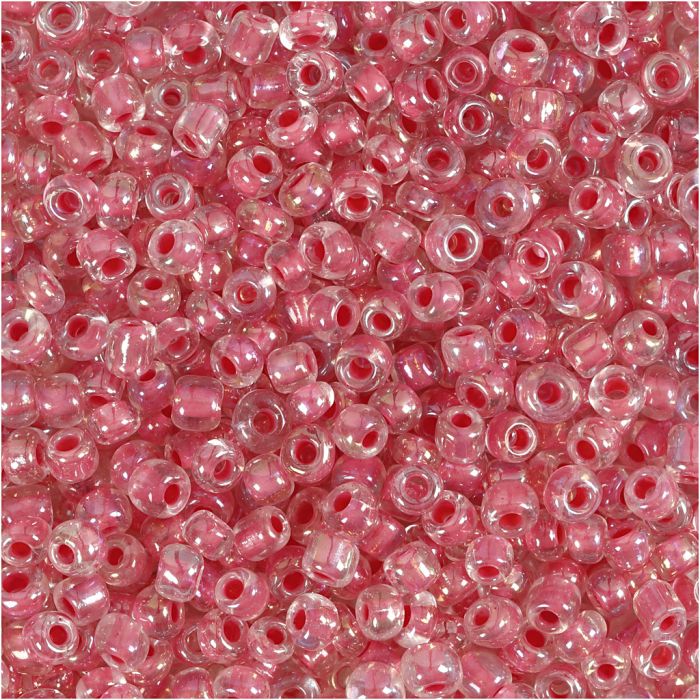 Rocaille-Perlen, D 3 mm, Größe 8/0, Lochgröße 0,6-1,0 mm, Kristall mit farbein, 25 g/ 1 Pck