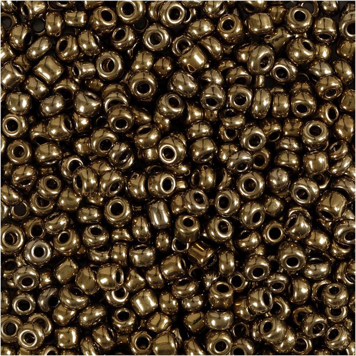 Rocaille-Perlen, D 3 mm, Größe 8/0, Lochgröße 0,6-1,0 mm, Bronze, 25 g/ 1 Pck