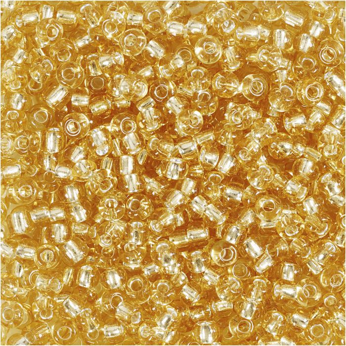 Rocaille-Perlen, D 3 mm, Größe 8/0, Lochgröße 0,6-1,0 mm, Gold, 25 g/ 1 Pck