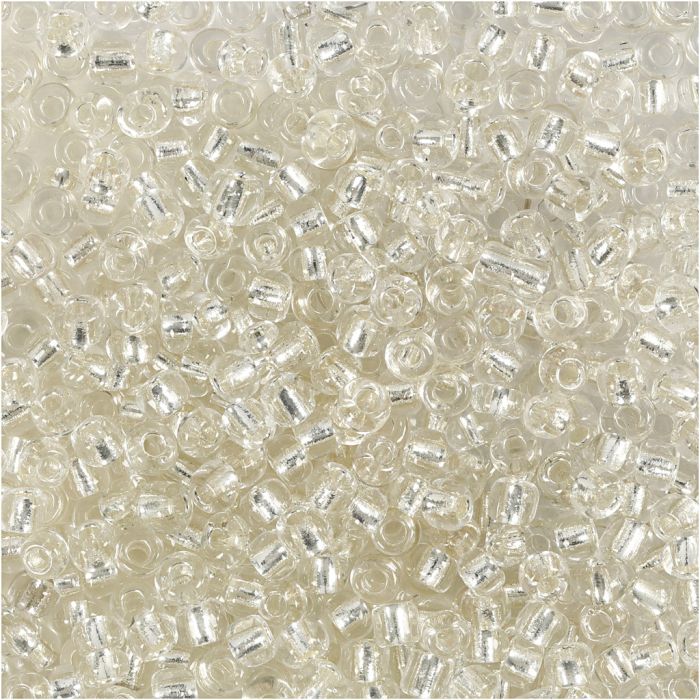 Rocaille-Perlen, D 3 mm, Größe 8/0, Lochgröße 0,6-1,0 mm, Silber, 25 g/ 1 Pck