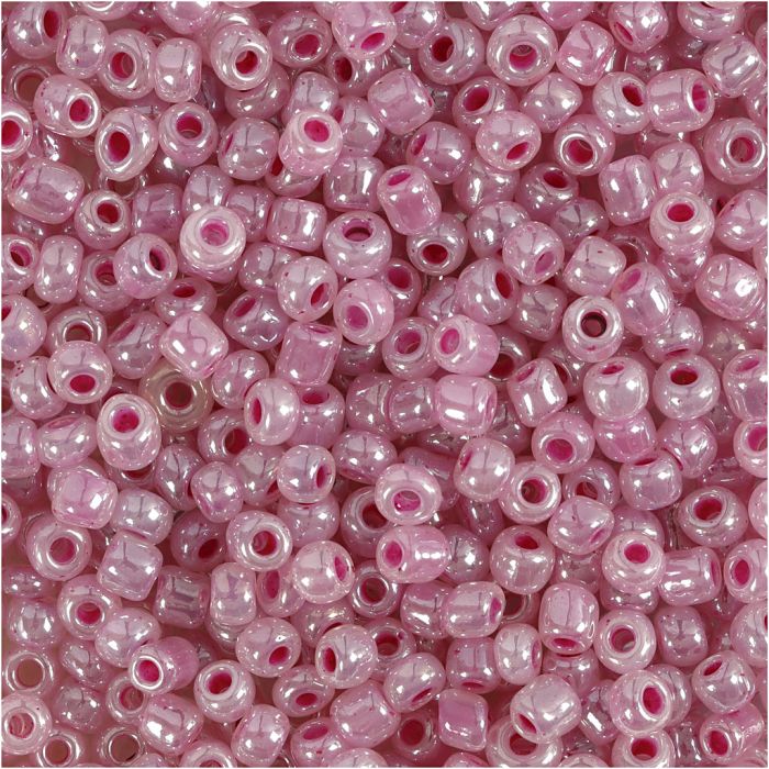 Rocaille-Perlen, D 3 mm, Größe 8/0, Lochgröße 0,6-1,0 mm, Pink, 25 g/ 1 Pck