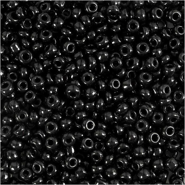 Rocaille-Perlen, D 3 mm, Größe 8/0, Lochgröße 0,6-1,0 mm, Schwarz, 500 g/ 1 Pck