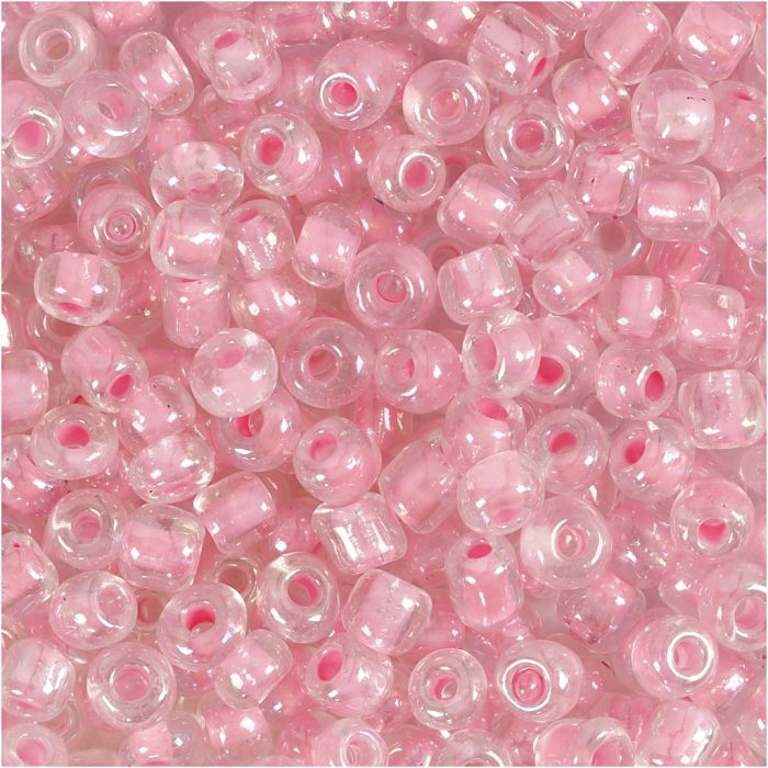 Rocaille-Perlen, D 4 mm, Größe 6/0, Lochgröße 0,9-1,2 mm, Rosa, 25 g/ 1 Pck