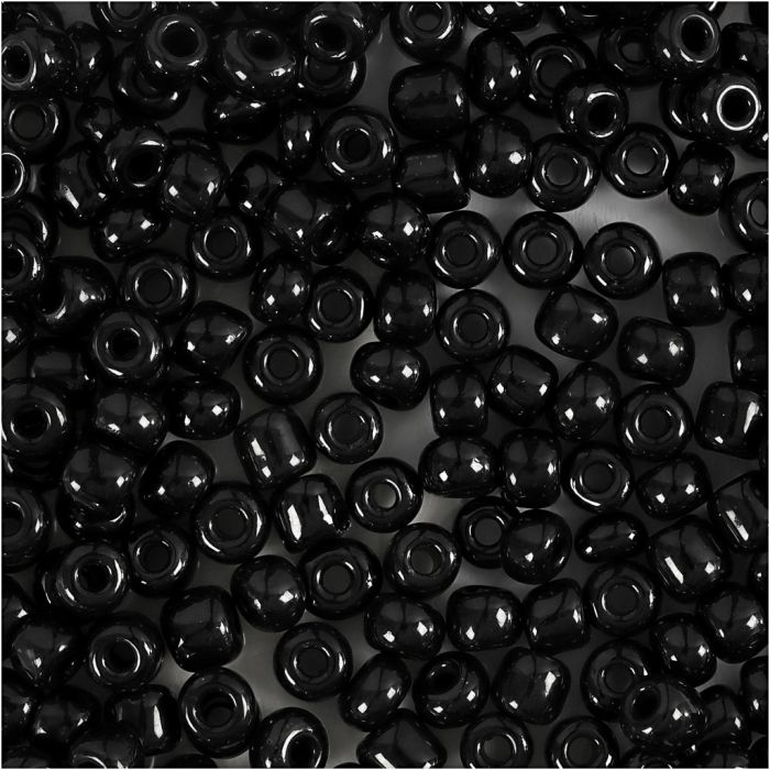 Rocaille-Perlen, D 4 mm, Größe 6/0, Lochgröße 0,9-1,2 mm, Schwarz, 25 g/ 1 Pck