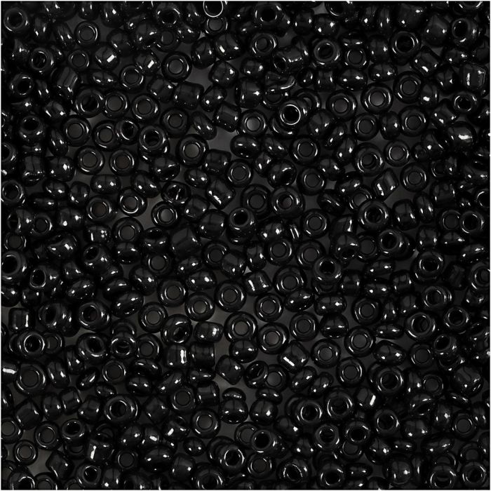 Rocaille-Perlen, D 2 mm, Größe 12/0, Lochgröße 0,8 mm, Schwarz, 25 g/ 1 Pck