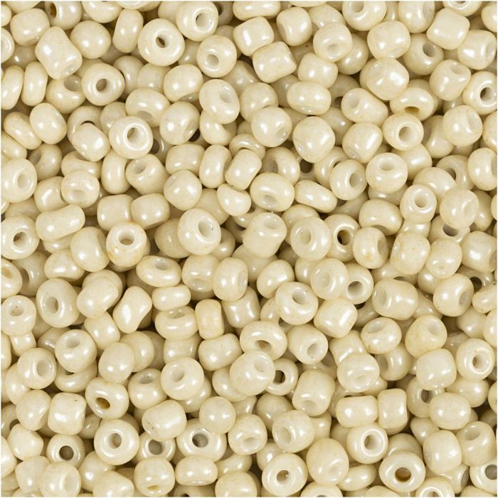 Rocaille-Perlen, D 3 mm, Größe 8/0, Lochgröße 0,6-1,0 mm, Creme, 25 g/ 1 Pck