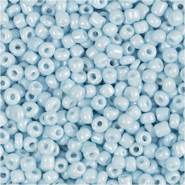 Rocaille-Perlen, D 3 mm, Größe 8/0, Lochgröße 0,6-1,0 mm, Hellblau, 25 g/ 1 Pck