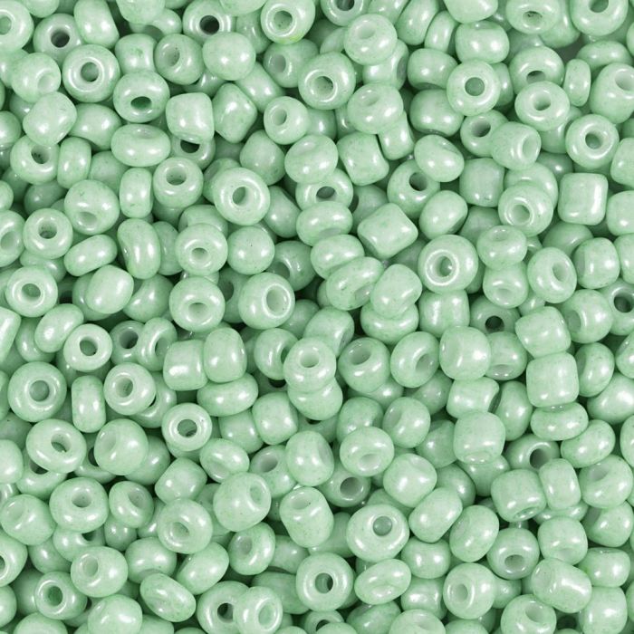 Rocaille-Perlen, D 3 mm, Größe 8/0, Lochgröße 0,6-1,0 mm, Hellgrün, 25 g/ 1 Pck