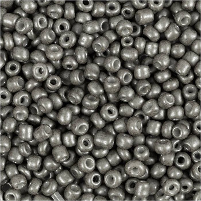 Rocaille-Perlen, D 3 mm, Größe 8/0, Lochgröße 0,6-1,0 mm, Grau, 25 g/ 1 Pck
