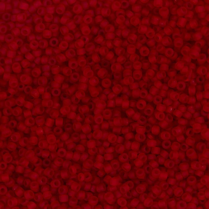 Rocaille-Perlen, Nr. 15/0, D 1.7 mm, Lochgröße 0,5-0,8 mm, matt frozen, Rot, 25 g/ 1 Pck