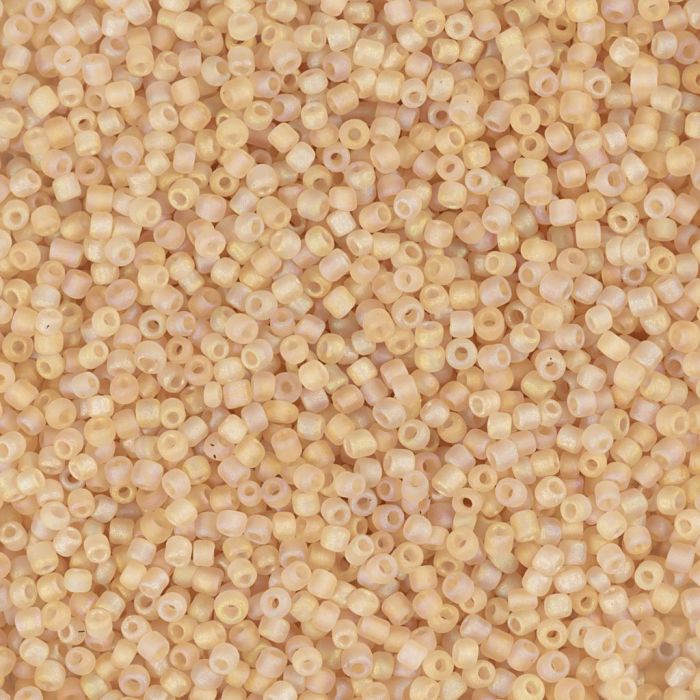 Rocaille-Perlen, Nr. 15/0, D 1.7 mm, Lochgröße 0,5-0,8 mm, matt frozen, Beige, 25 g/ 1 Pck