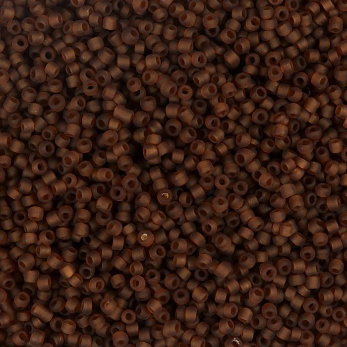 Rocaille-Perlen, Nr. 15/0, D 1.7 mm, Lochgröße 0,5-0,8 mm, matt frozen, Braun, 25 g/ 1 Pck