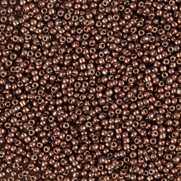 Rocaille-Perlen, Nr. 15/0, D 1.7 mm, Lochgröße 0,5-0,8 mm, matt frozen, Kupfer, 25 g/ 1 Pck