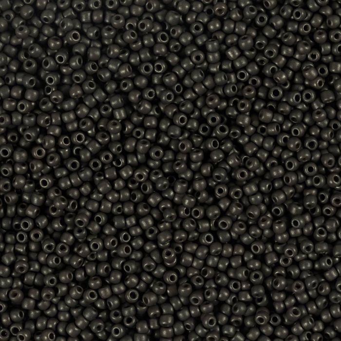 Rocaille-Perlen, Nr. 15/0, D 1.7 mm, Lochgröße 0,5-0,8 mm, matt frozen, Schwarz, 25 g/ 1 Pck