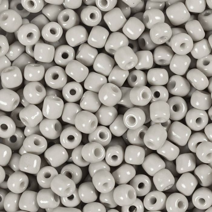 Rocaille-Perlen, Nr. 6/0, D 4 mm, Lochgröße 0,9-1,2 mm, Hellgrau, 25 g/ 1 Pck