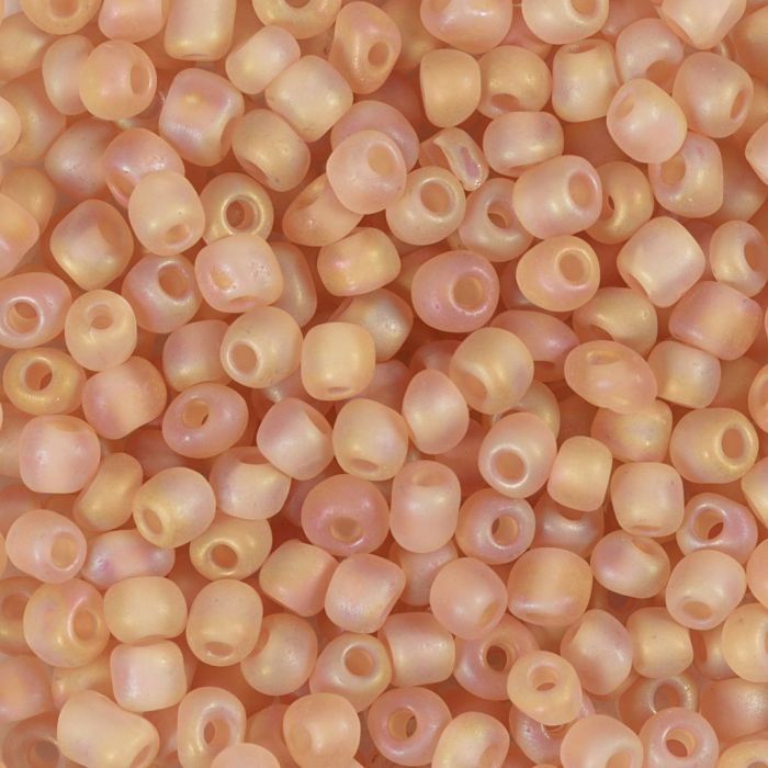 Rocaille-Perlen, Nr. 6/0, D 4 mm, Lochgröße 0,9-1,2 mm, matt frozen, Beige, 25 g/ 1 Pck
