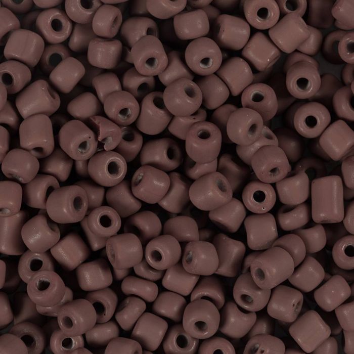 Rocaille-Perlen, Nr. 6/0, D 4 mm, Lochgröße 0,9-1,2 mm, matt frozen, mocca, 25 g/ 1 Pck