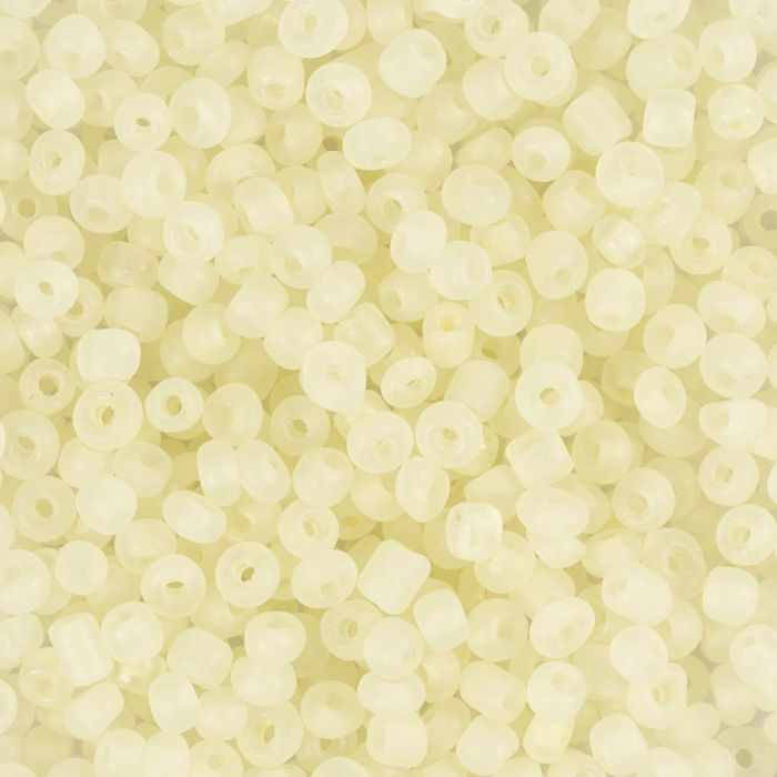 Rocaille-Perlen, Nr. 8/0, D 3 mm, Lochgröße 0,6-1,0 mm, matt frozen, Weiß, 25 g/ 1 Pck