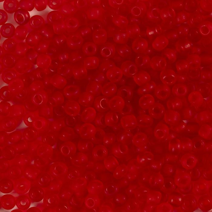 Rocaille-Perlen, Nr. 8/0, D 3 mm, Lochgröße 0,6-1,0 mm, matt frozen, Rot, 25 g/ 1 Pck