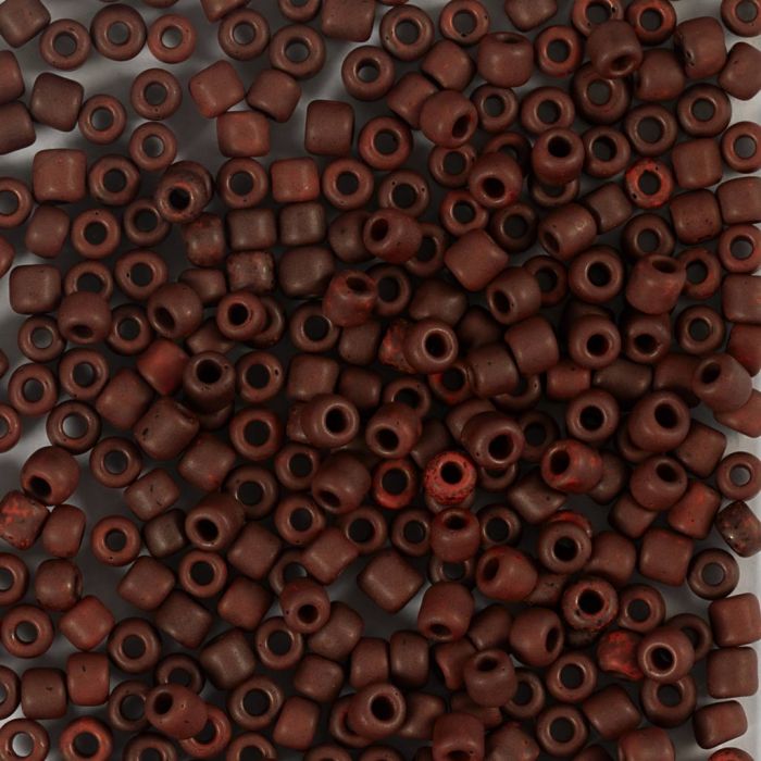 Rocaille-Perlen, Nr. 8/0, D 3 mm, Lochgröße 0,6-1,0 mm, matt frozen, mocca, 25 g/ 1 Pck