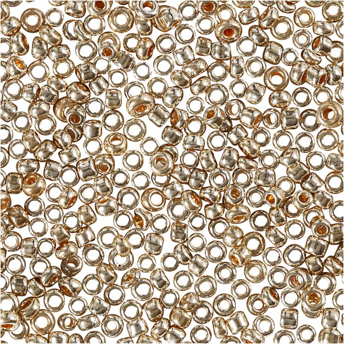 Rocaille-Perlen, D 1,7 mm, Größe 15/0, Lochgröße 0,5-0,8 mm, Rosa gold, 25 g/ 1 Pck
