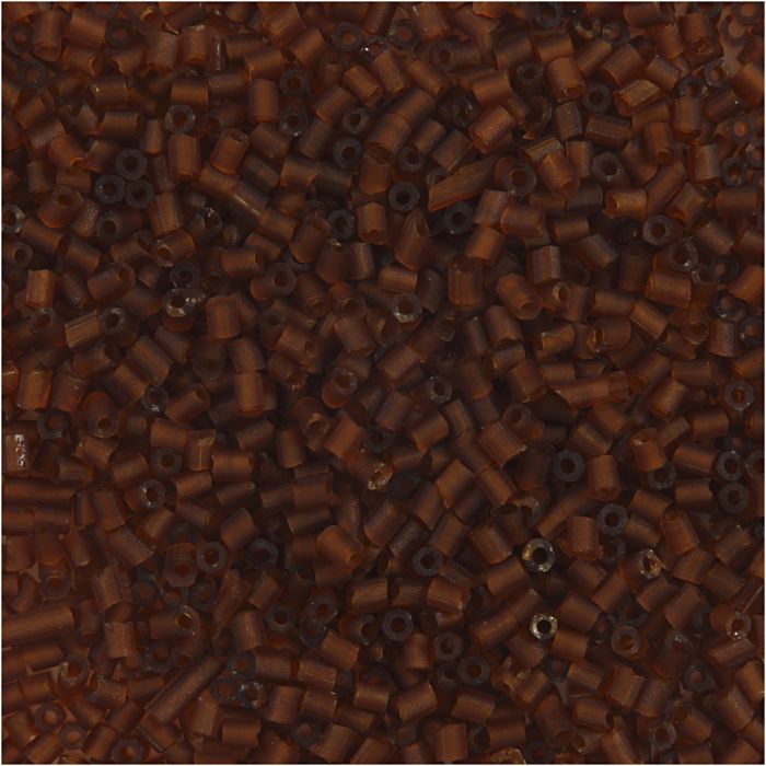 Rocailles-Perlen 2-cut, D 1,7 mm, Größe 15/0, Lochgröße 0,5 mm, Braun, 25 g/ 1 Pck