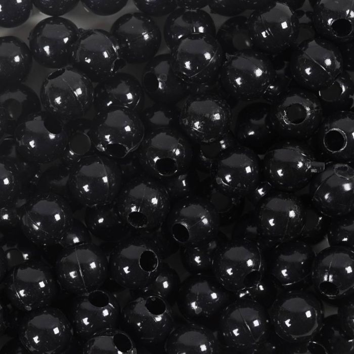 Kunststoffperlen - Set, D 6 mm, Lochgröße 1,5 mm, Schwarz, 300 g/ 1 Pck