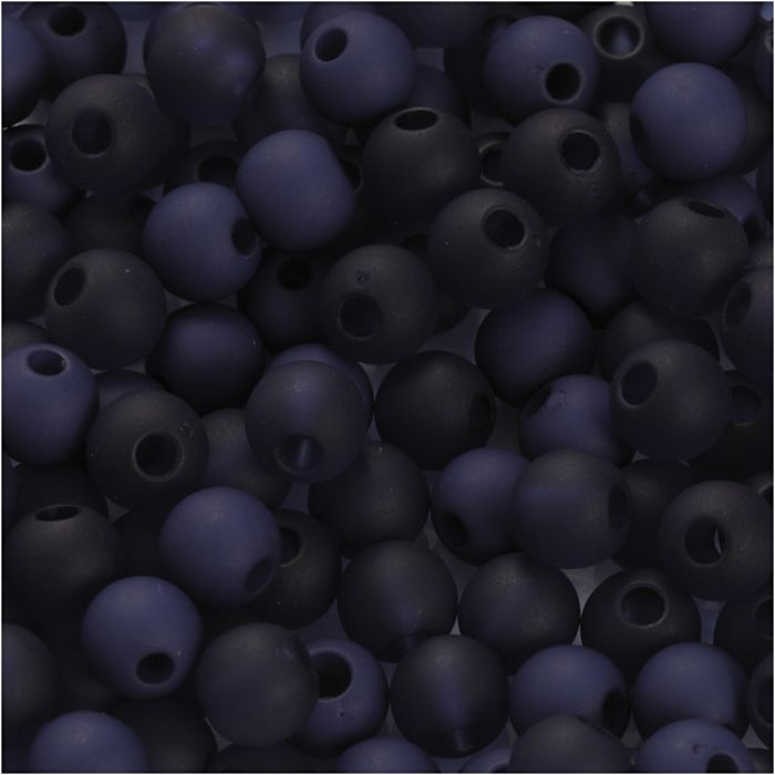 Kunststoffperlen, D 6 mm, Lochgröße 2 mm, ca. 150 Stk, Blau, 40 g/ 1 Pck