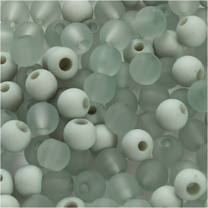 Kunststoffperlen, D 6 mm, Lochgröße 2 mm, ca. 150 Stk, Hellgrün, 40 g/ 1 Pck